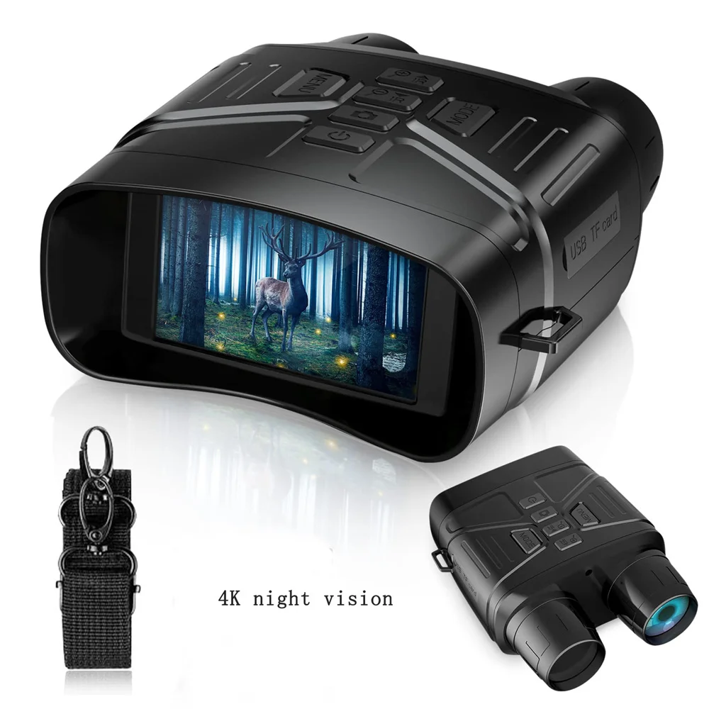 4K 3inch Infared Digital Night Vision Binoculars for Scouting 5x Zoom Day and Night Vision Goggles Telescope for Hunting