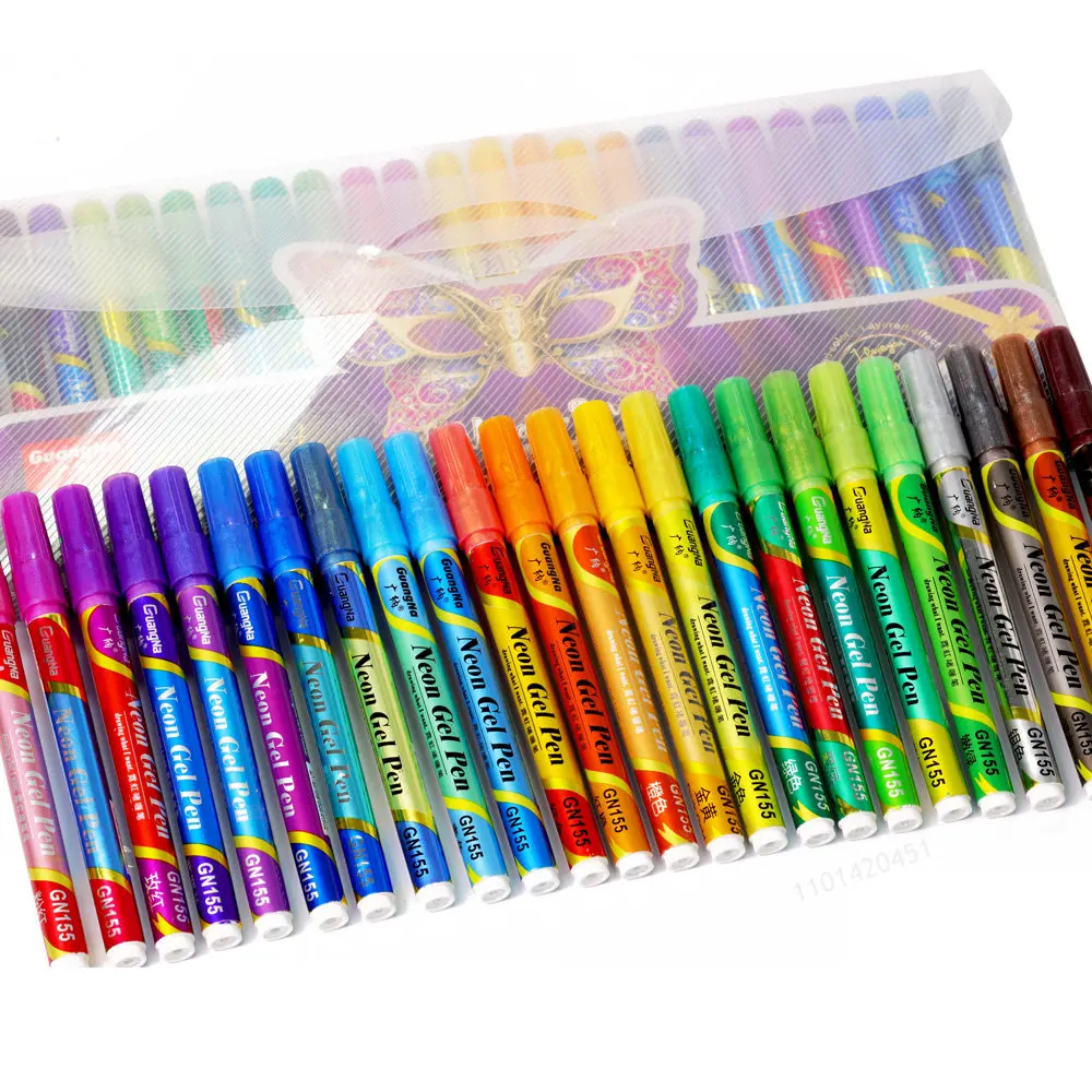 GN 12-24 Color Glitter Color Changing Pen Nail Neon Handbook Fluorescent Waterproof Art Marker pen Graffiti Painting supplies