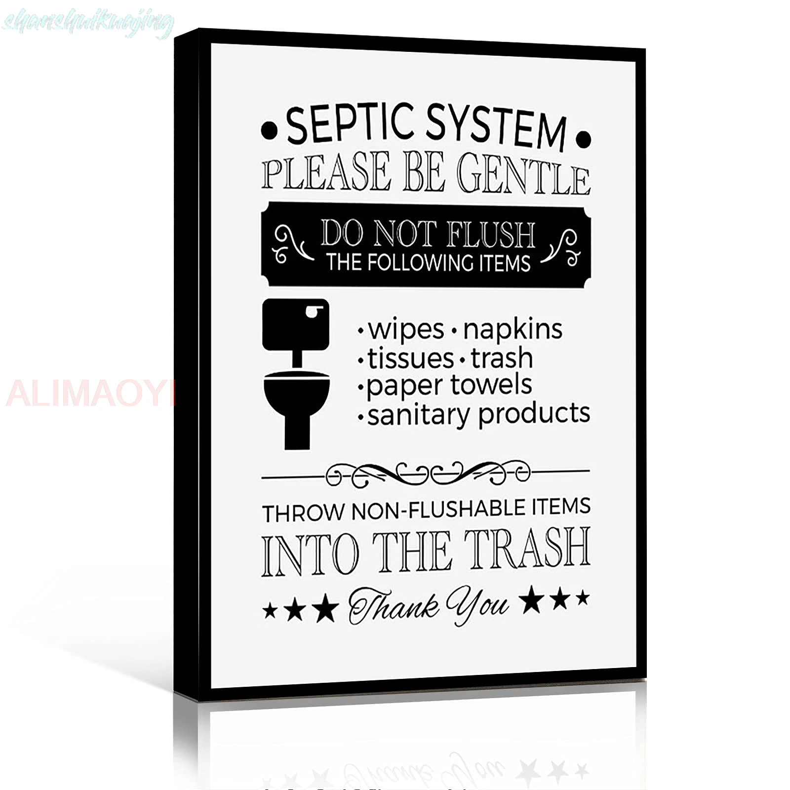 Windrain Bathroom Decor,Shower Decorations,Septic System Sign Do Not Flush Sign Septic Bathroom Sign Septic Tank Sign Sensi sign