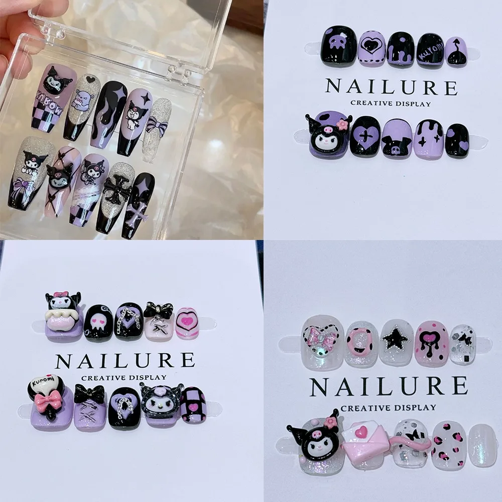 

Y2K Sanrios Wearing Armor Charm Kuromi False NaiSexy Style Repeatable Detachable Handmade FullCover Sticker Spice Girs Gift