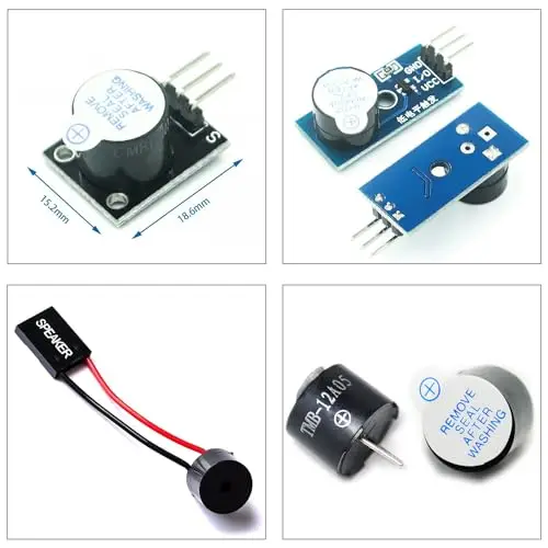 Buzzer Alarm PCB Mount Assortment Kit, Active Buzzer 3V/5V/9V/12V SFM-27 SFM-20B KY-006 KY-012 DC 3-24V Electronic Buzzer