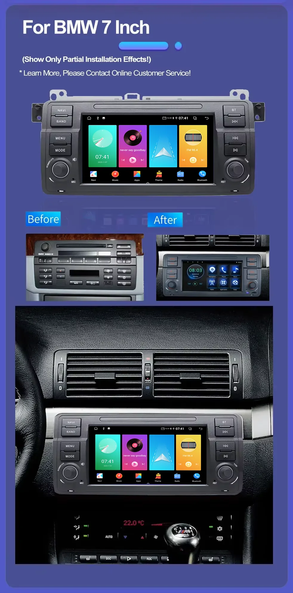 Android 15 Car Radio For BMW E46 3 Series 1999-2005 7inch Carplay Auto Multimedia Player Stereo Intelligent Head Unit 4G No DVD