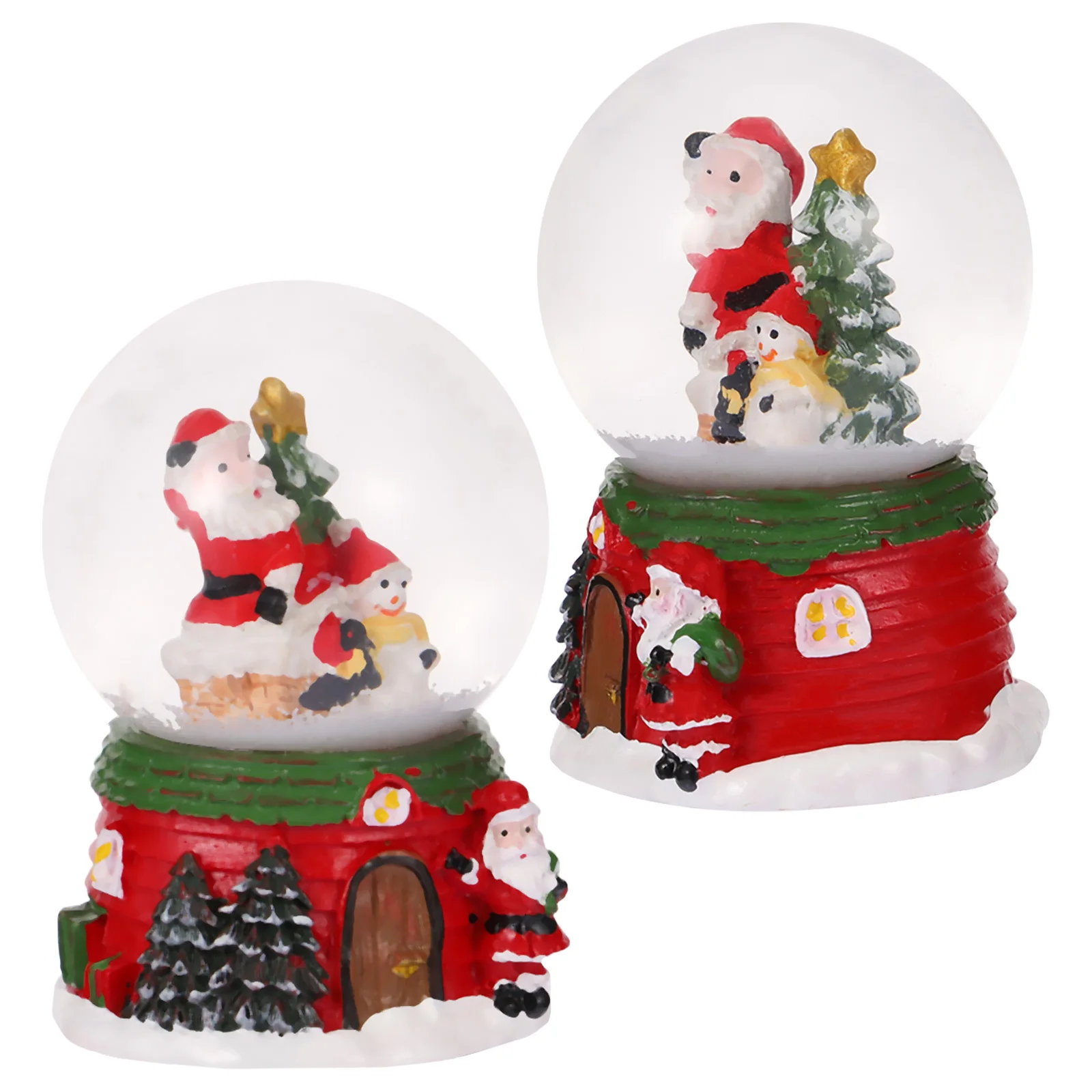 

2Pcs Christmas Snow Globes Creative Resin Crystal Balls Desktop Ornaments Santa Claus Holiday Decoration Gift Christmas Globes