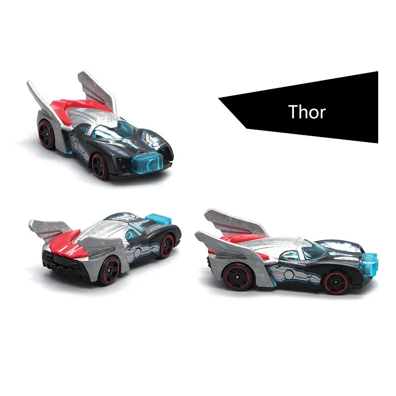 Funny Avengers Alloy Car Toys Anime Thor Captain Marvel Figurine Decoration Metal Racing Vechicles For Baby Children Gift