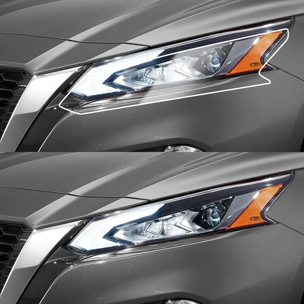 Premium Pre-Cut TPU Headlight Film Smoke Black High-Gloss for Nissan Altima L34 2019-20226 PPF Anti-Scratch Vinyl Wrap Kit