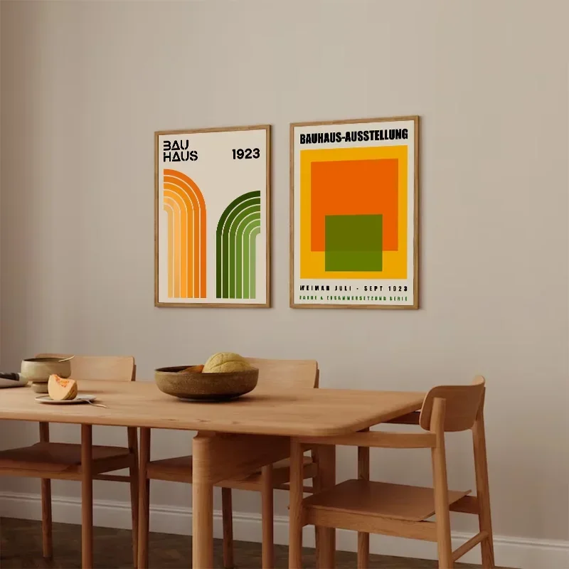 Póster de galería vibrante de moda, abstracto, naranja, verde, vanguardista, lienzo moderno nórdico, pintor, arte decorativo de pared para el hogar y el dormitorio