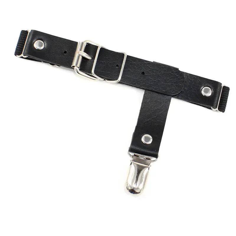 Women Sexy Punk Goth PU Leather Elastic Garter Leg Ring Clothing Accessory Stainless steel Leg Suspender Sexy Stockings Garters