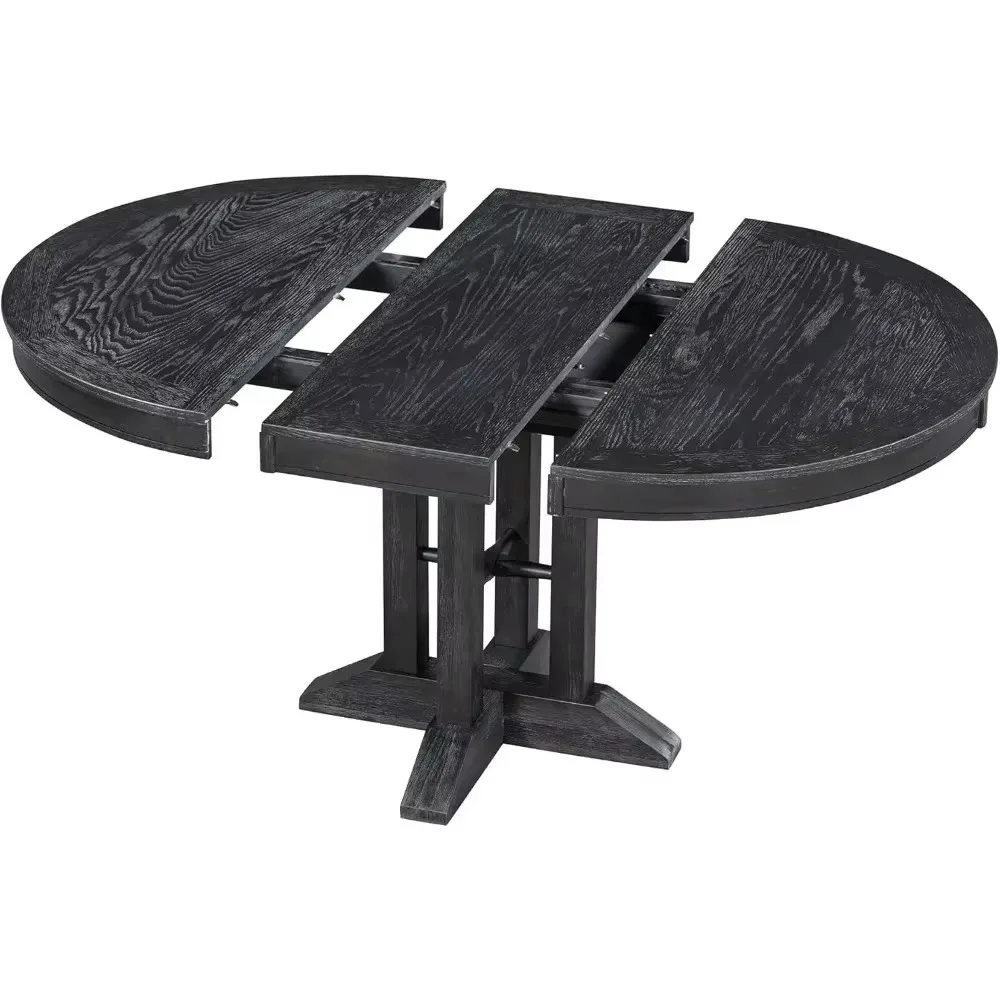 Table, Round Dining Table for 4-6 People, Kitchen Table with A Removable Leaf, Solid Wood Dining Table for Dining Room