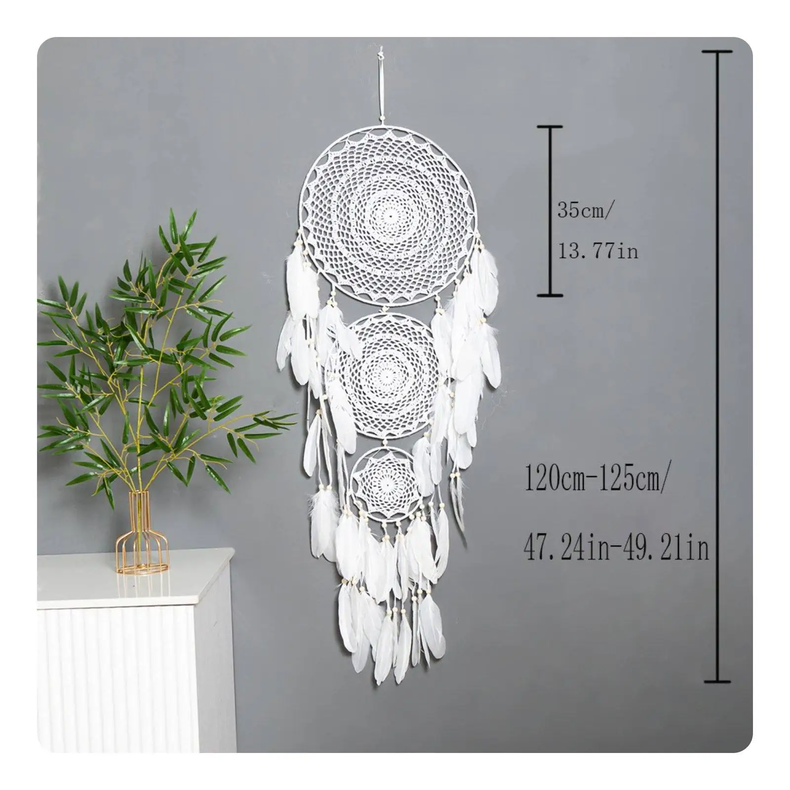 Woven Wall Hanging Bohemian Feather Dream Catcher Wall Decor for Living Room Aesthetic Decoration