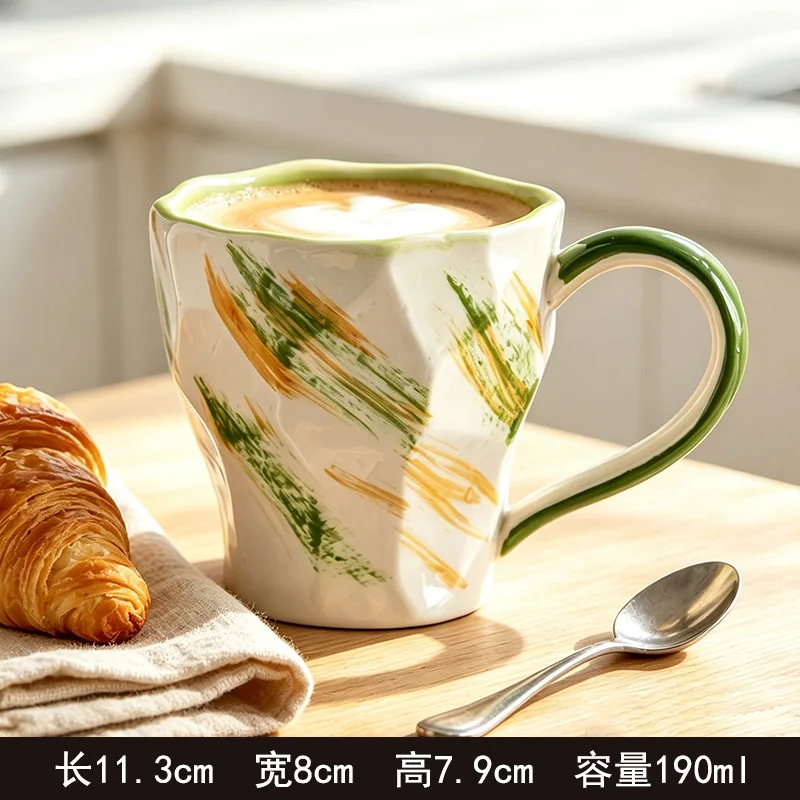Ceramic Hand-painted Coffee Cup with High Aesthetic Value Vintage Mug High-end Hotel Homestay Paired Cup Family Couple Water Cup