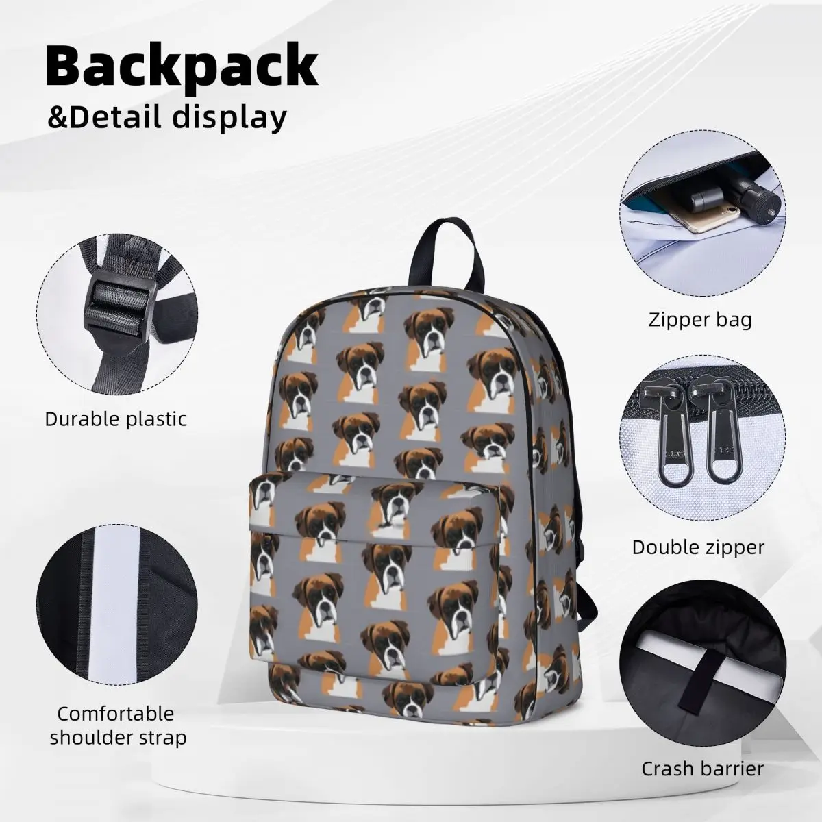 Boxer Dogs Backpacks Large Capacity Student Book bag Shoulder Bag Travel Rucksack Waterproof Children School Bag