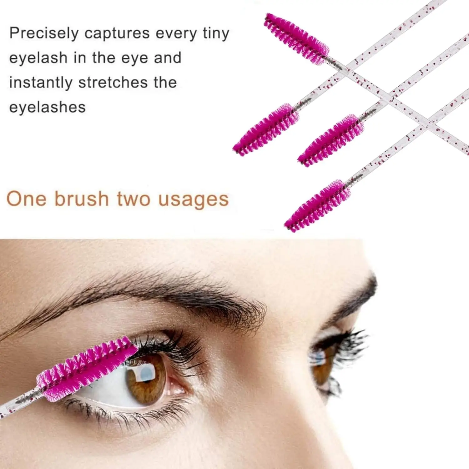 50 szt. Szczoteczek do tuszu do rzęs, aplikatorów, pędzelków do brwi, zestaw do makijażu, pędzel do makijażu z olejkiem do brwi