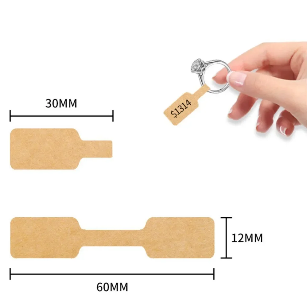 500pcs Jewelry Price Tags Kraft Paper Blank Self Adhesive Labels Rectangle Dumbbell Shape For Bracelet Ring Clothing