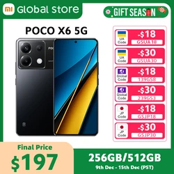 New POCO X6 5G Global Version Cellphone Snapdragon 7s Gen 2 NFC 6.67‘’ 1.5K 120Hz AMOLED Display 64MP Triple Camera 5100mAh 67W