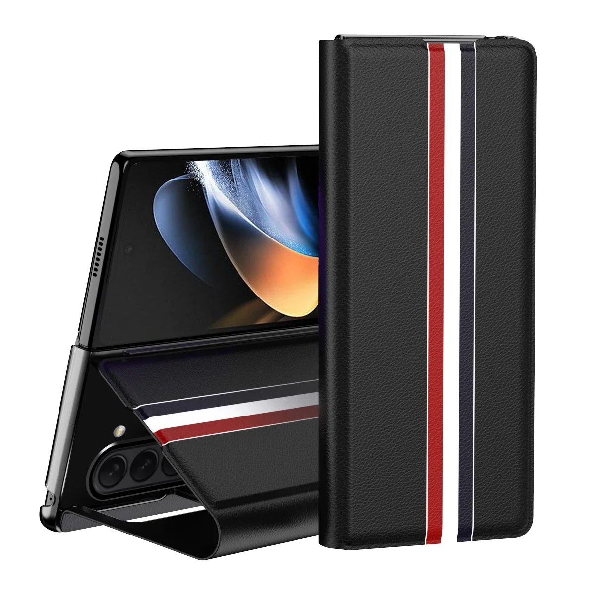

For Samsung Galaxy Z Fold 6 5 4 3 5G Case Skin-Friendly Luxury Card Holder Leather Folding Shockproof Protective Flip Hard Cover