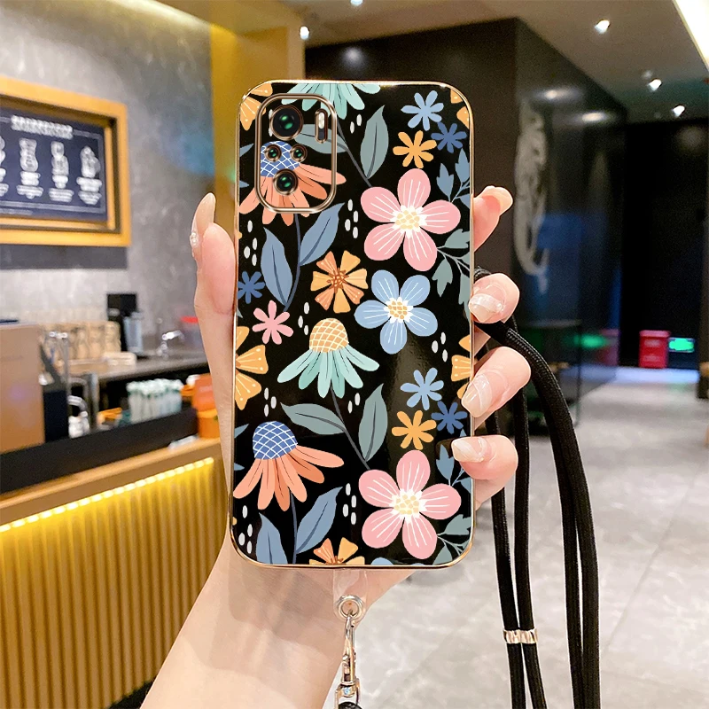 Note 10 Special Flower Luxury Plating Phone Case For Xiaomi Redmi Note 10Pro 10 10S 12 12Pro 11Pro 11 11T 12S 11E 10T 11S Cover