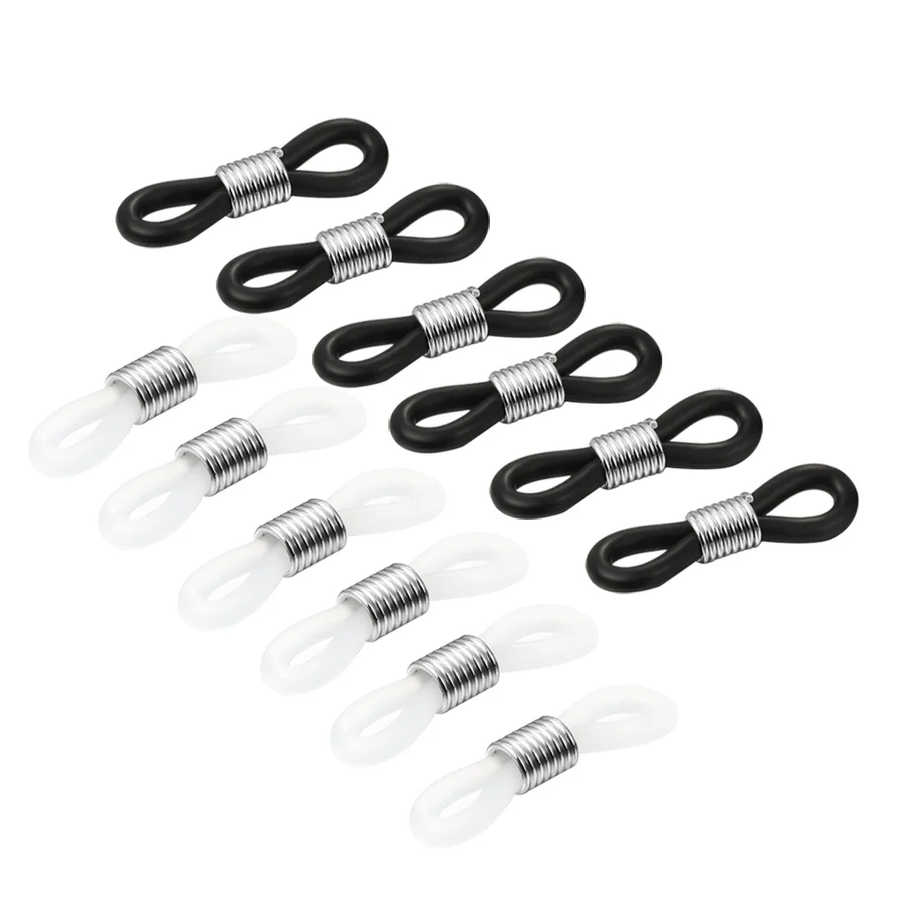 12 Uds cadena de gafas anillo de goma no DIY conector correa ojales accesorios de cuerda (6 blanco, 6 negro) cadena de gafas