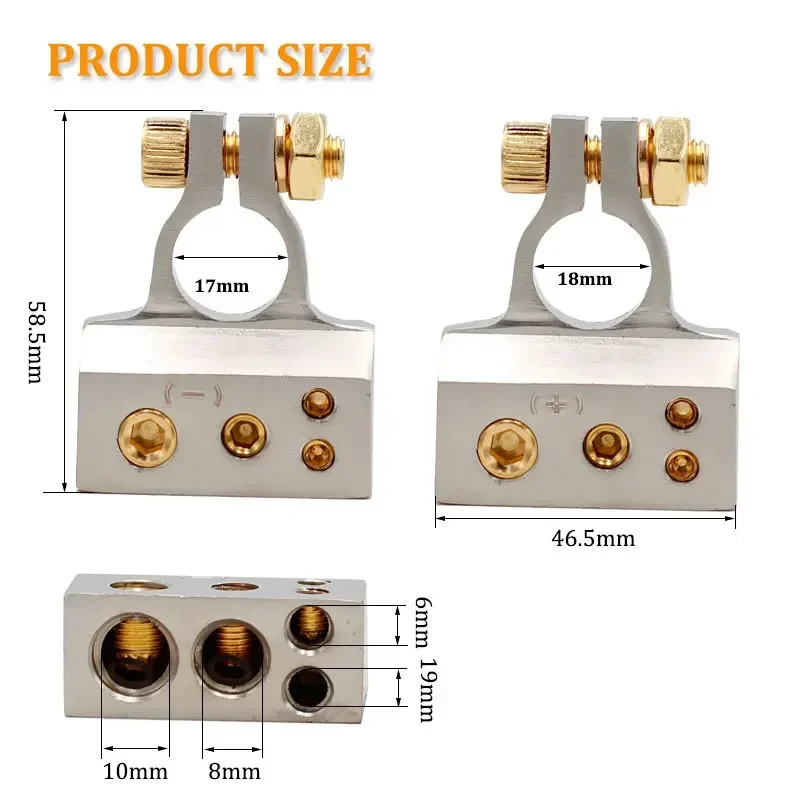 2 pz/Kit connettori terminali batteria auto con coperture trasparenti positivo negativo Car Audio modificato testa morsetto batteria testa Pile