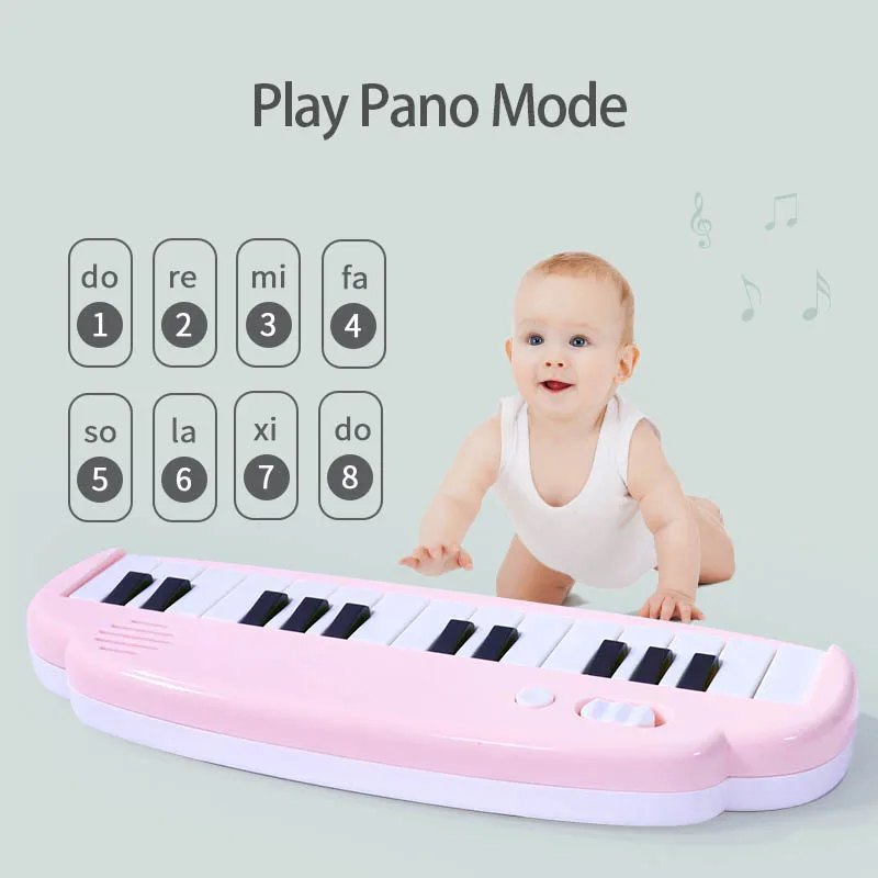 25-Key Mini Pocket Piano Toy Soft-Sound PP Material 3A Battery(Not Included) Blue/Pink Educational Musical Instrument Gifts