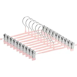 10pcs Thin Trouser Hangers, Non-Slip Pant Hangers with Adjustable Clips, Space Saving Hangers for Clothes, Skirt