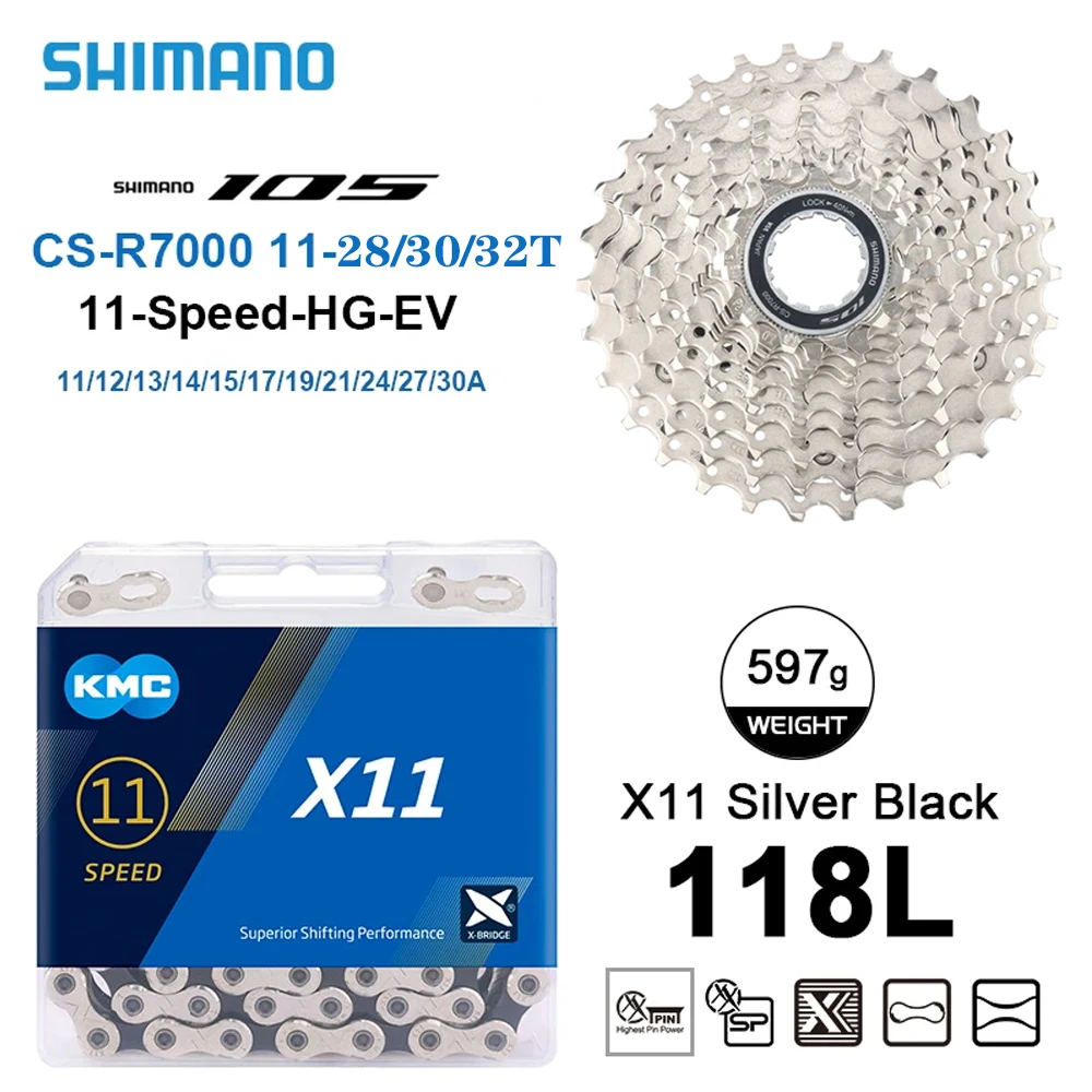 

SHIMAN0 105 CS-R7000 HG EV Road Cassette Sprocket 11Speed 11-28T/11-30T/11-32T Original X11 Chain For Road Bike Free Wheel