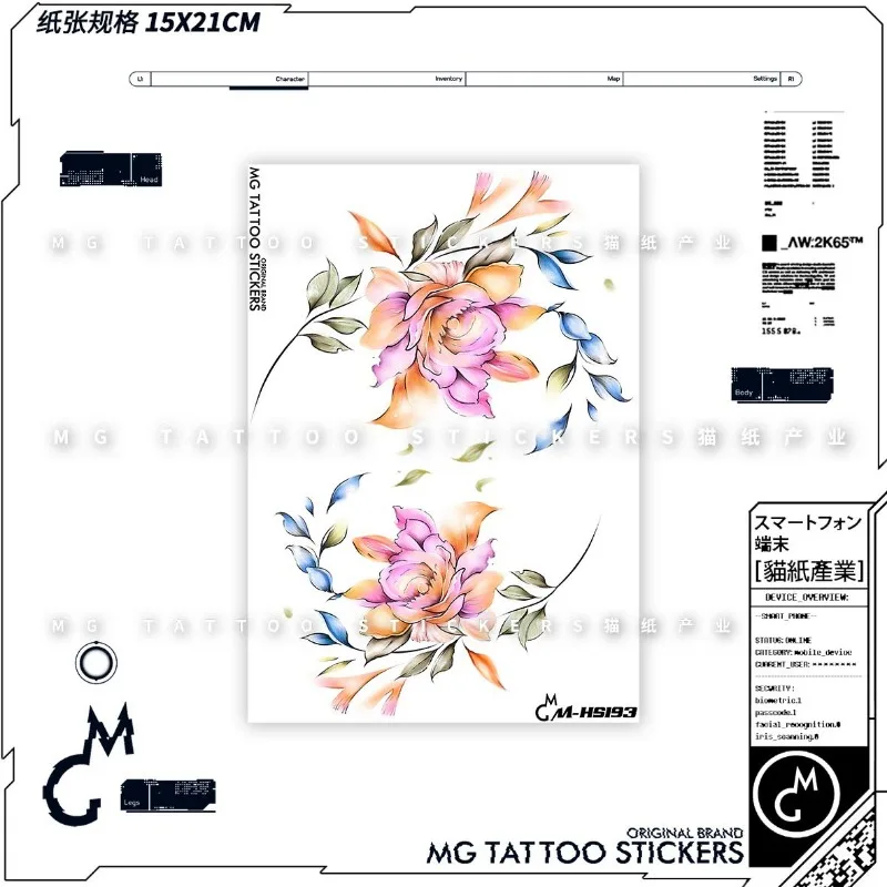 Sexy Collarbone Flower Temporary Tattoos Romantic Floral Girls Art Fake Tattoo for Woman Shoulder Waterproof Cartoon Tattoos