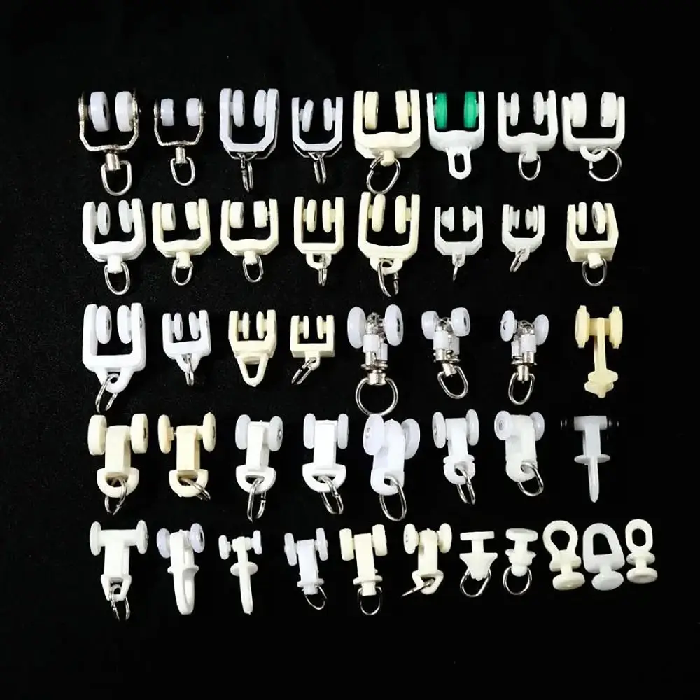 

10Pcs Straight Curved Track Rollers Curtain Wheels Rail Curtains Hook Ring Slider Furniture Hardware Curtain Rod Pulley Hanging