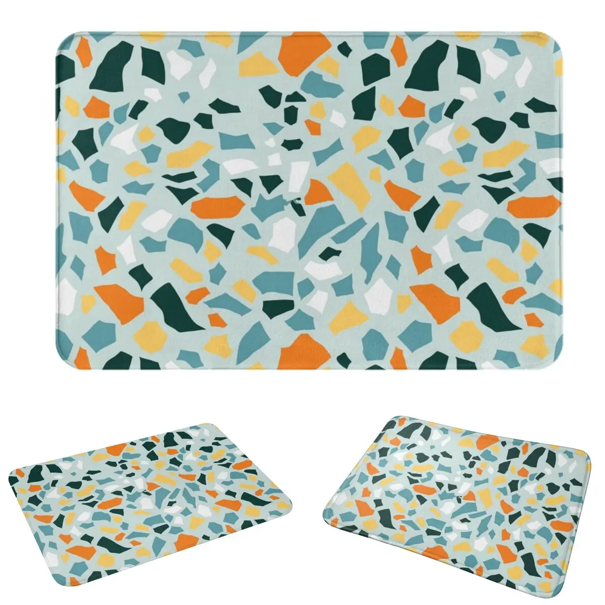 Seamless Terrazzo Stone Pattern Doormat Durable Carpet Rug Kitchen Entrance Home Floor Mat for Bedroom Footpad Mats