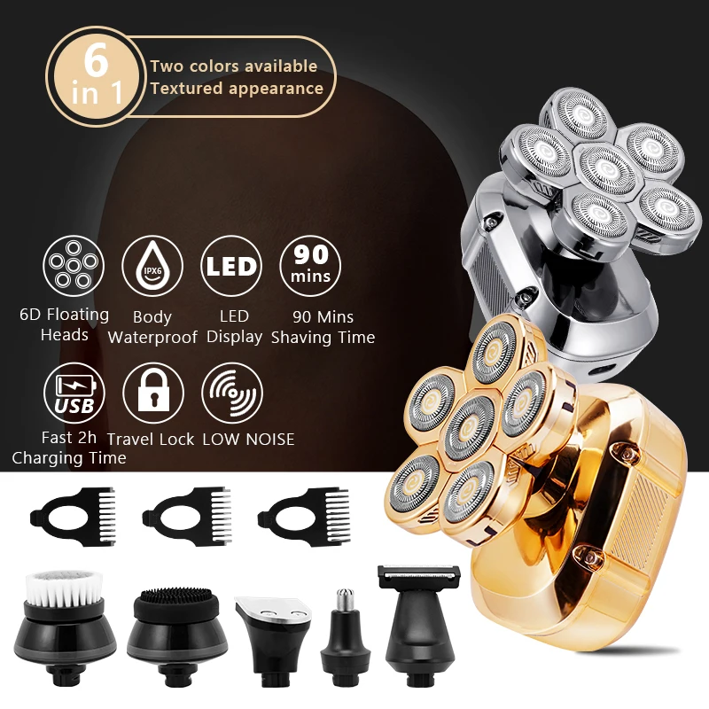 6 في 1 متعددة الوظائف ماكينة حلاقة كهربائية الرطب الجاف استخدام أداة تهذيب اللحية قابلة للشحن ماكينة حلاقة للرجال ماكينة حلاقة الحلاقة الكهربائية