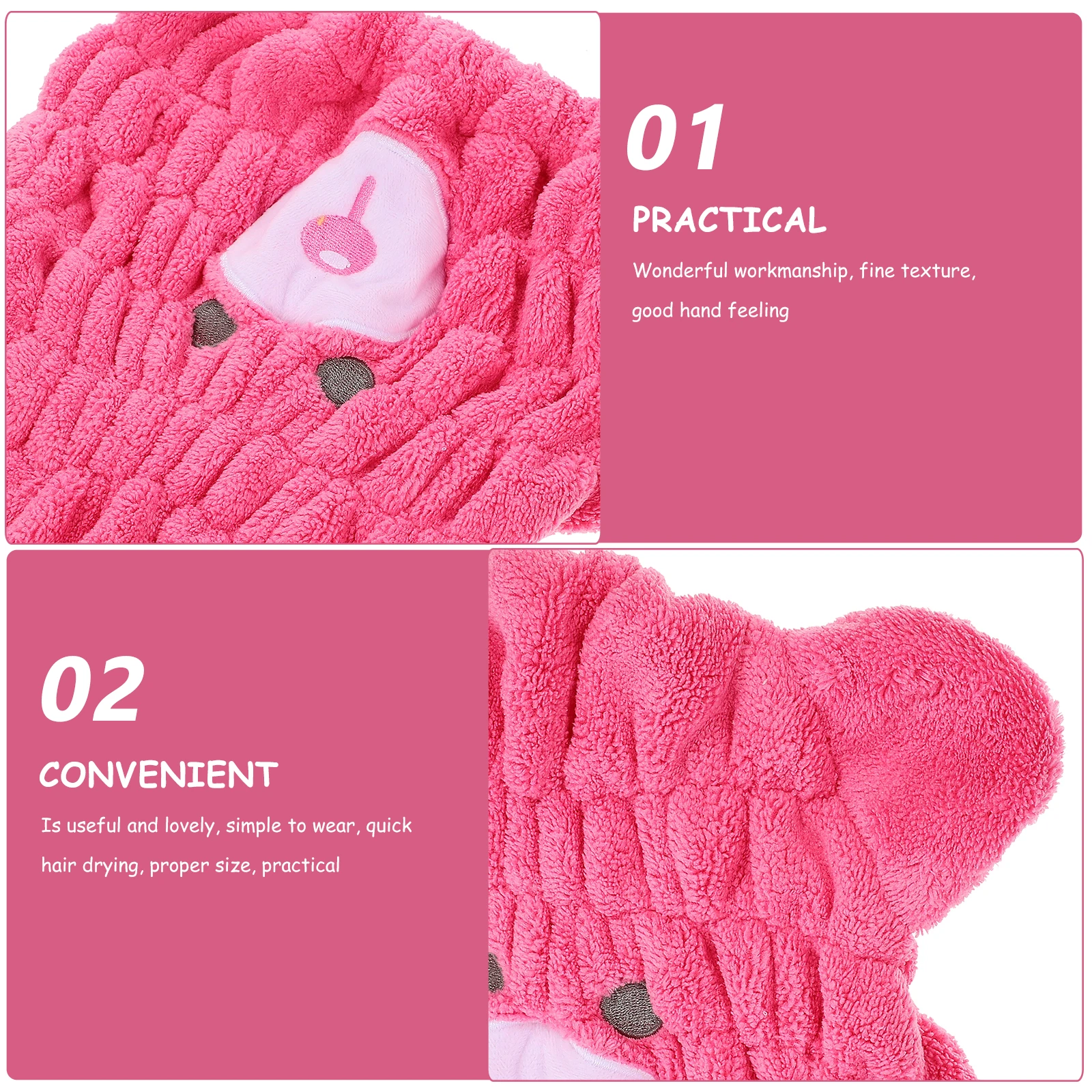 

Kids Hair Drying Towel Wrap Coral Fleece Absorbent Quick Dry Hair Hat Soft Comfortable for Home Travel Use Cute Bear