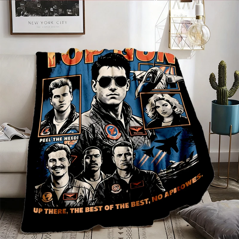 Flannel Throw Gun 1986 Graphic Flannel Blanket, Maverick Iceman Goose Ensemble Cozy Blanket, Tony Scott 80s Film, Feel T