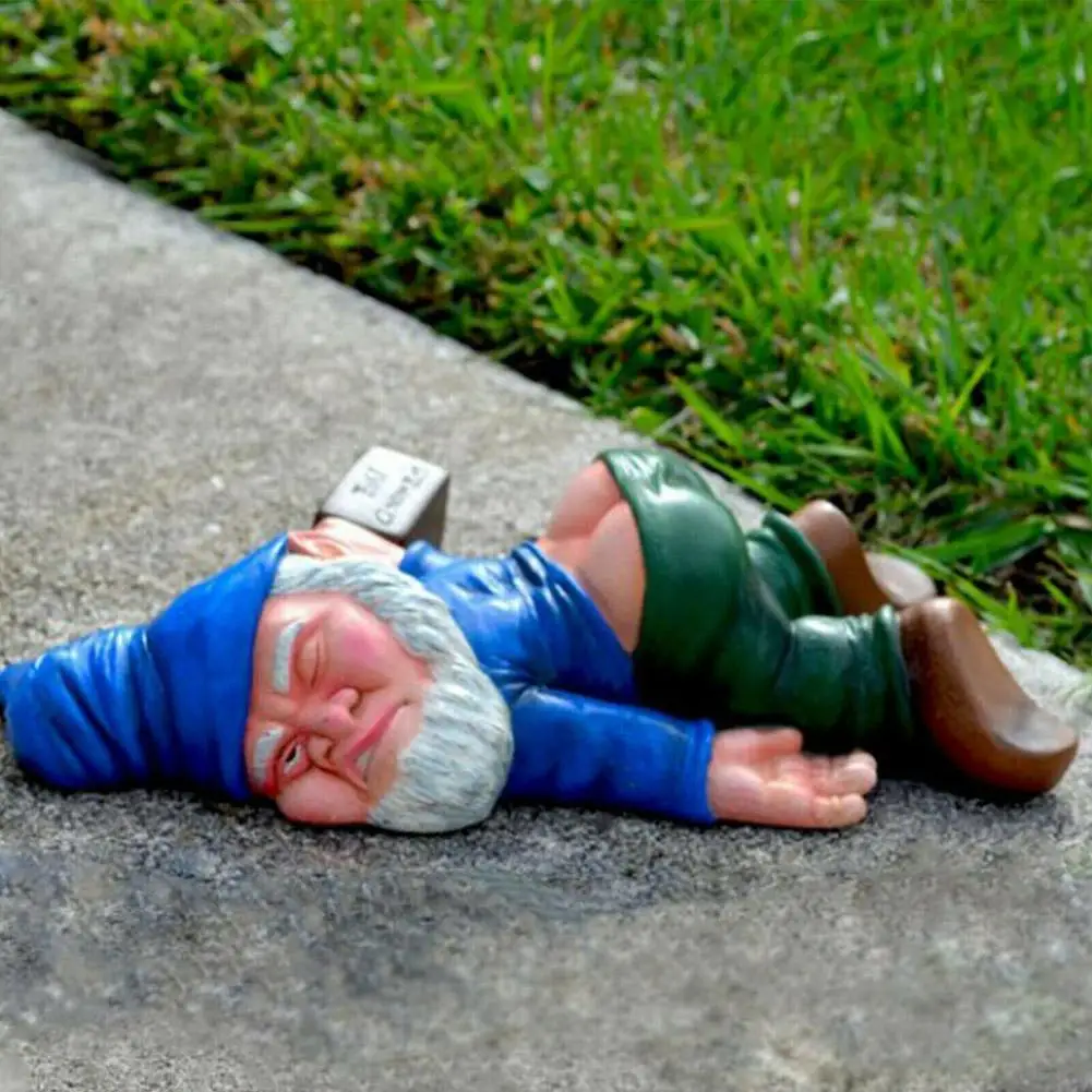 Garden Resin Sculpture Yard Decor Decoration  Garden Gnome Drunk Dwarf Statues Decoration Creative Drunk Patio Gnome Statue