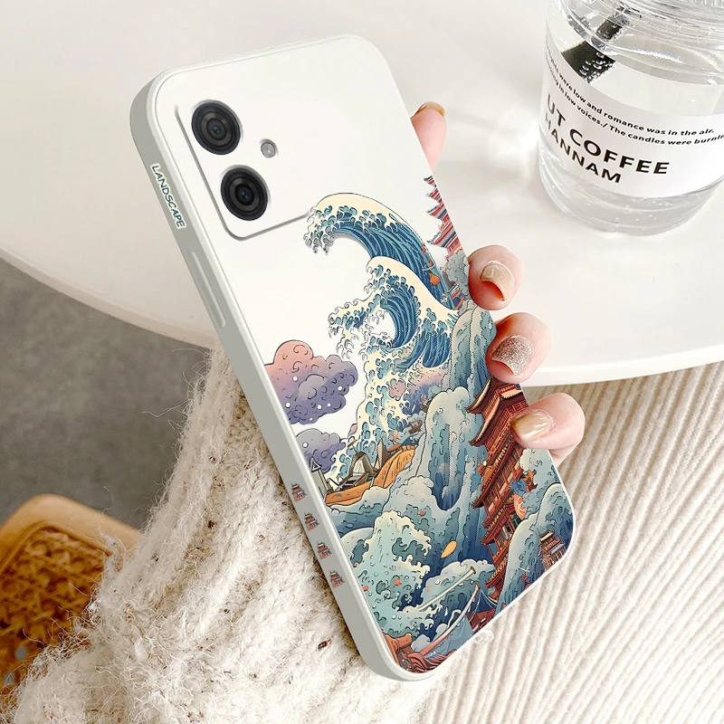 G 54 Raging Sea Silicone Phone Case For Motorola Moto G24 G34 G42 G52 G53 G50 G54 G72 G84 G100 G9Plus G8Play 50Fusion Cover