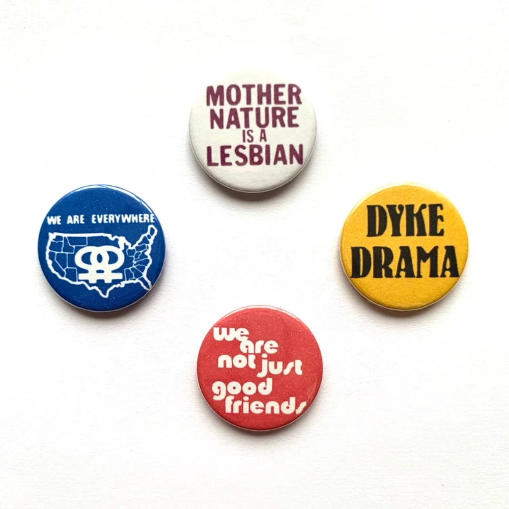 4pcs/set Lesbian Button Badges Vintage Remake Gay Pride LGBTQ Pins