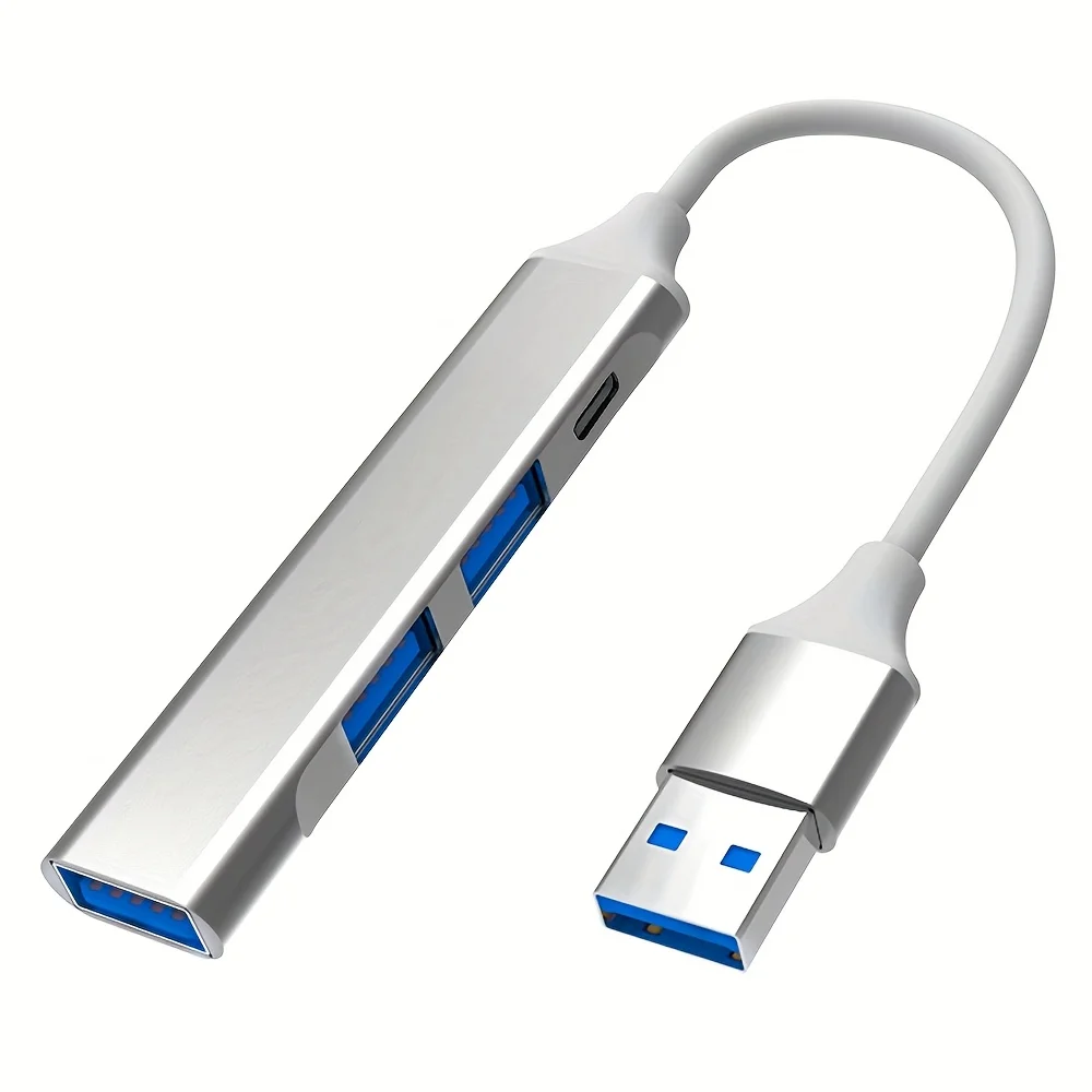 USB-C Hub USB Hub 3.0 Type-C Dockingstation Aluminium 4-in-1 USB Expander, met 3 USB-poorten en 1 USB-C poort USB-verdeler