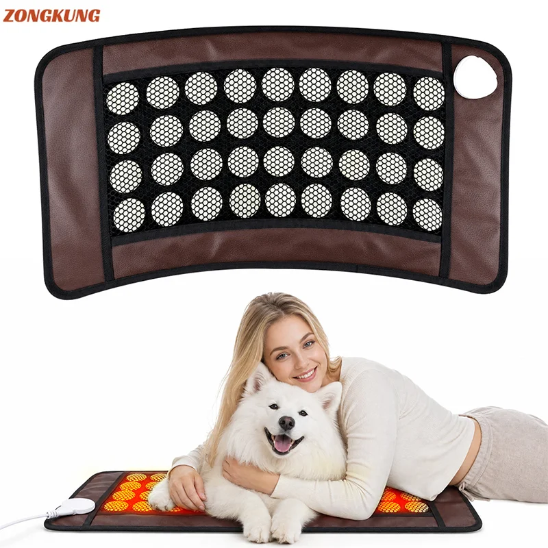 36Pcs Jade Heating Pad for Full Body Natural Jade Stones for Shoulders Back&Abdomen Pain Relief Large 11.8