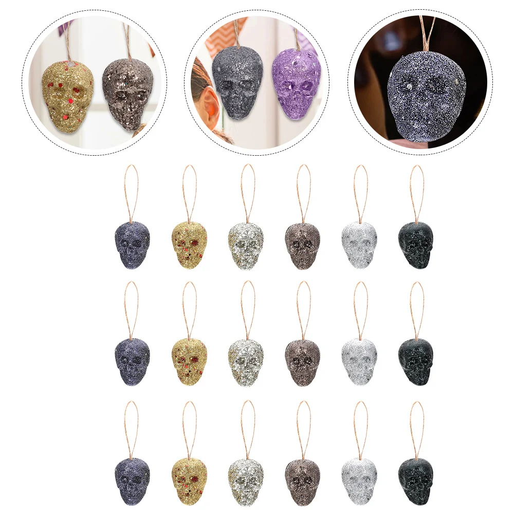 

30Pcs Halloween Foams Pendants Skull Head Hanging Decor Spooky Thrilling Atmosphere Party Supplies for Indoor Outdoor Haunted