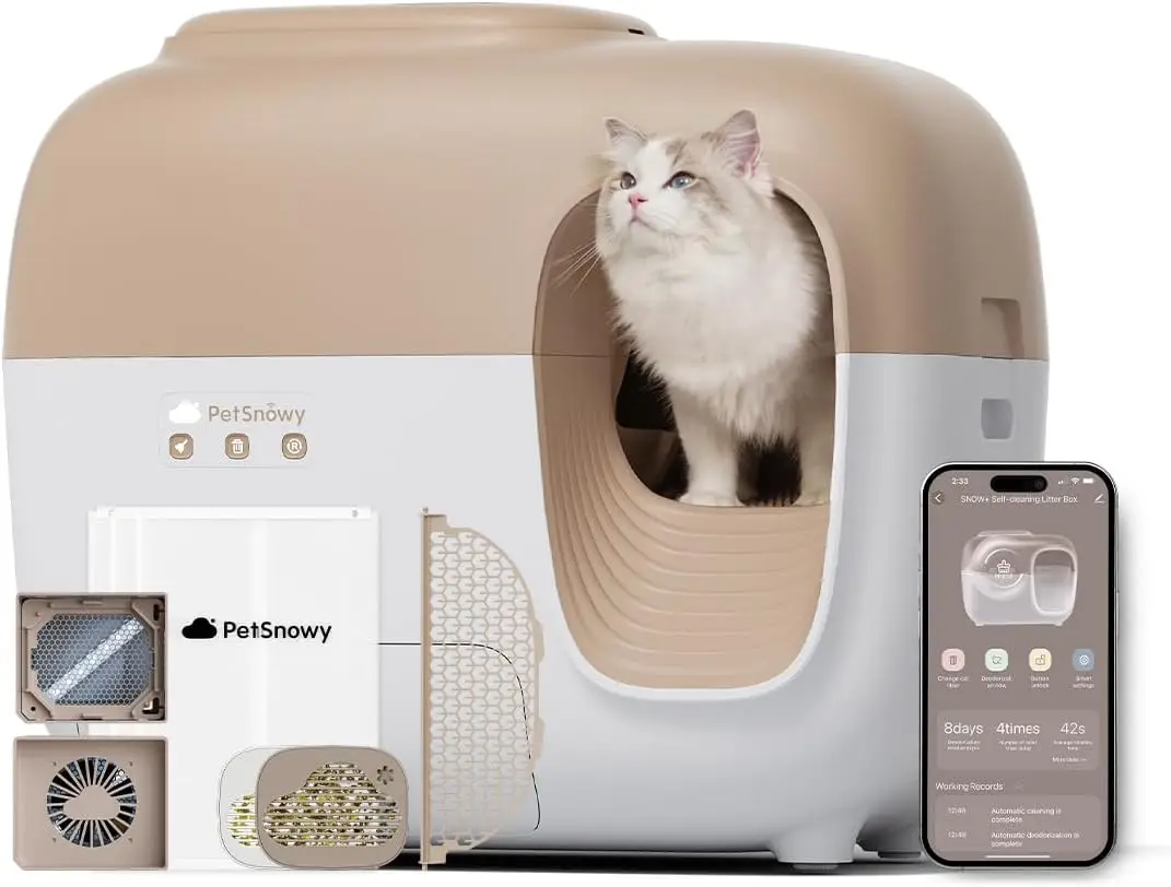 Snow+ Automatic Cat Litter Box Self Cleaning Litter Box - Less Smell, Minimal Tracking, Easiest Setup & Cleanup