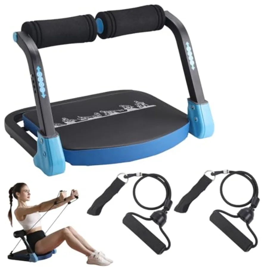 

Ab Machine with Resistance Bands for Abdominal Exercise - 3 Levels Adjustable Sit-Up Equipment in Black for Home Gym Core and F