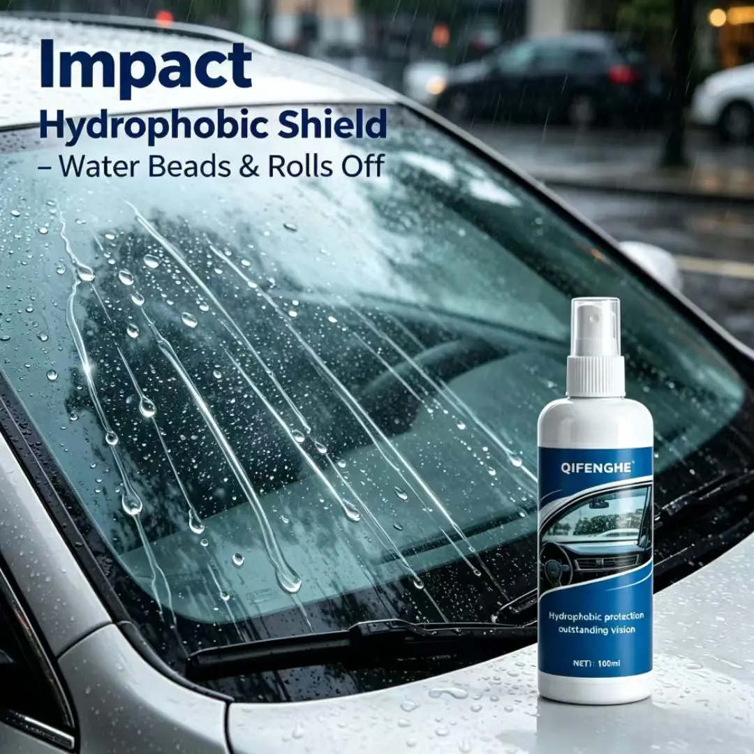 Car Glass Anti-Rain Spray, 100ml Hydrophobic Water Repellent with Cleaning Towel for Windshield