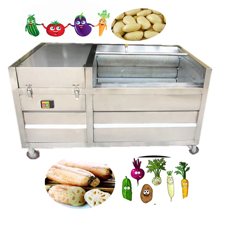 Automatic Fresh Fruit And Vegetable Industrial Cassave Sweet Potatoes Washing And Peeling Machine Carrot Brush Peeler Cleaning