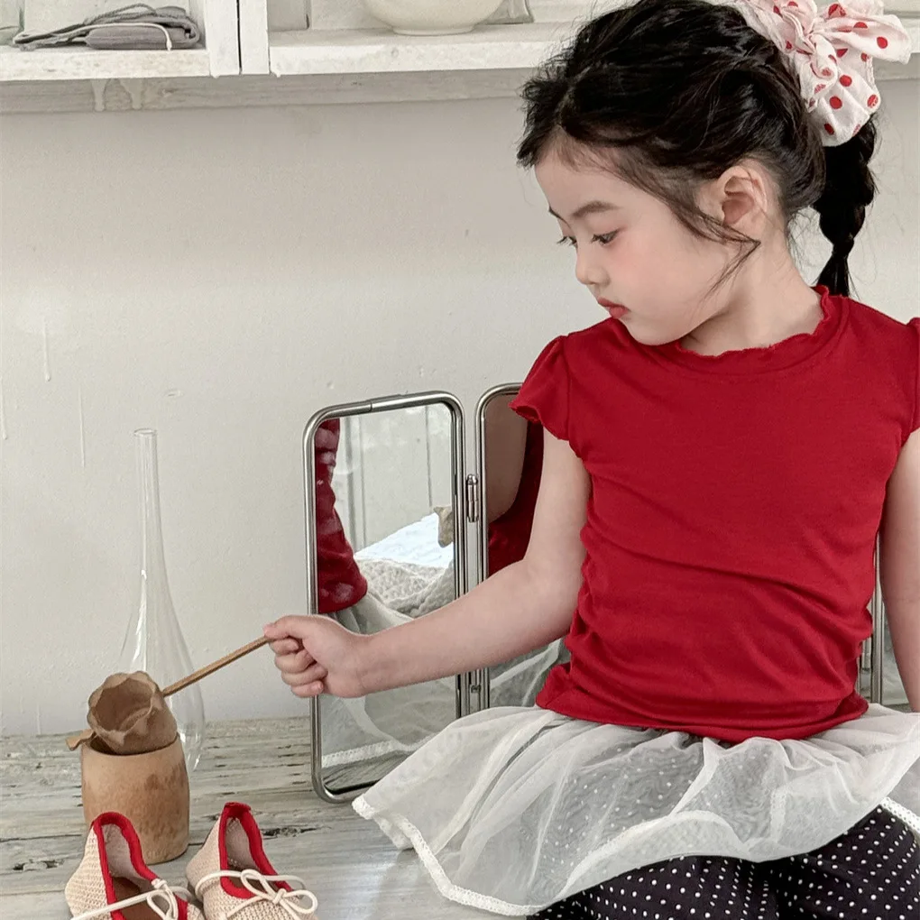 

Kids Girl Cotton Tee Shirt Collar Baby Pullover Summer Casual Chidren's T Shirts Toddler Tops Clothing Holiday Look Kids Clothes