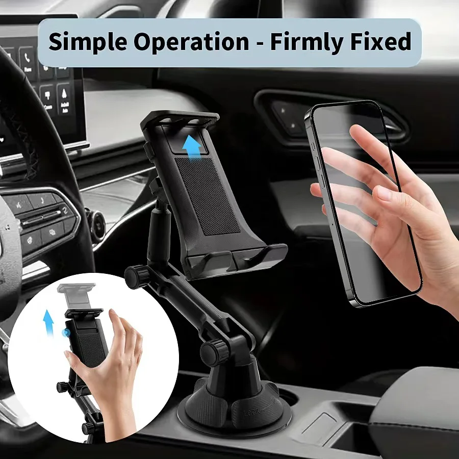 Universal Tablet Cup Holder Mount 360 Adjustable Smartphone Holder Car 270 Tilt Bar Triangular Base Ram Mount Tablet Holder