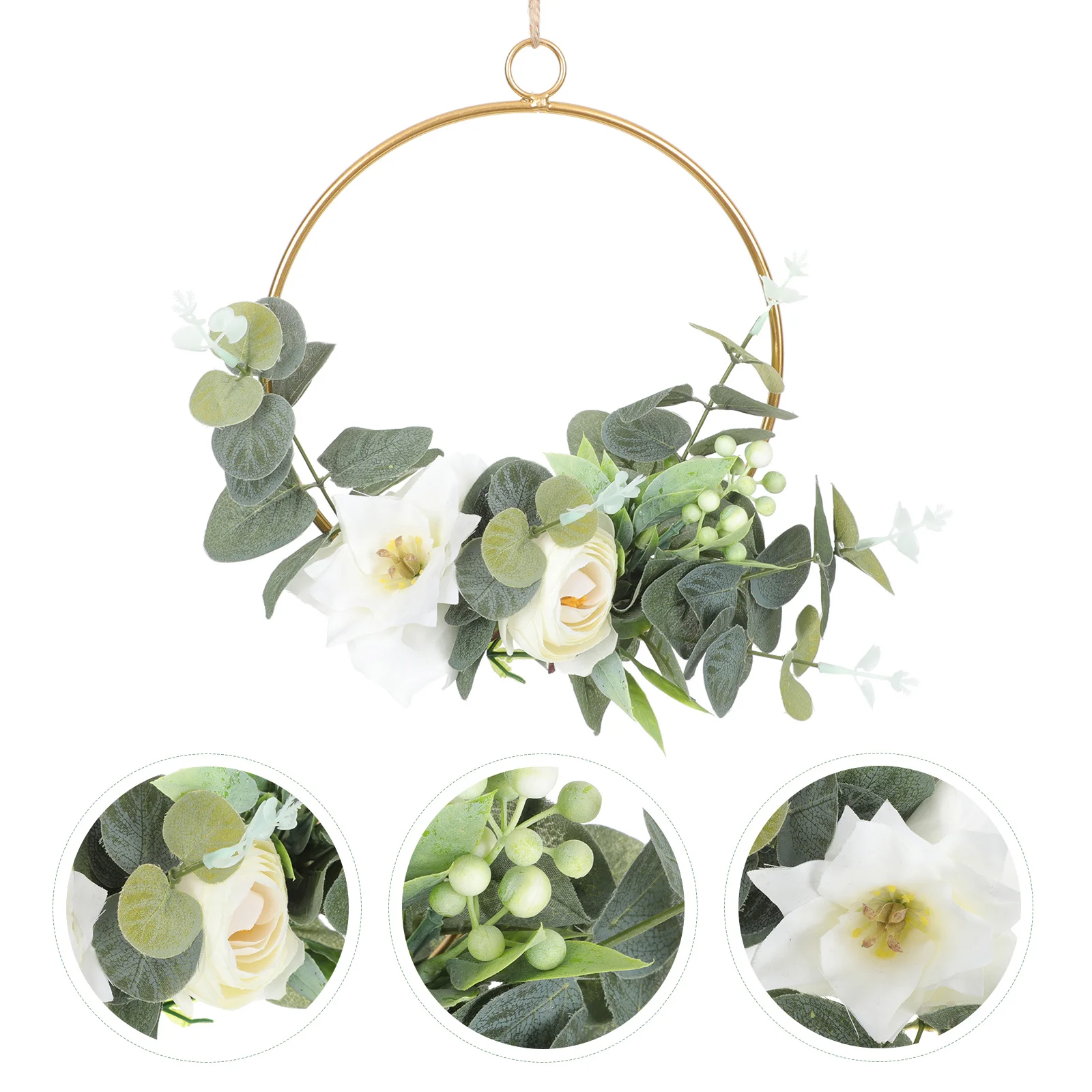 

Wreath Hanging Decor Nordic Metal Flower Garland For Home Door Wall Decoration Party Simulation Wreath Pendant