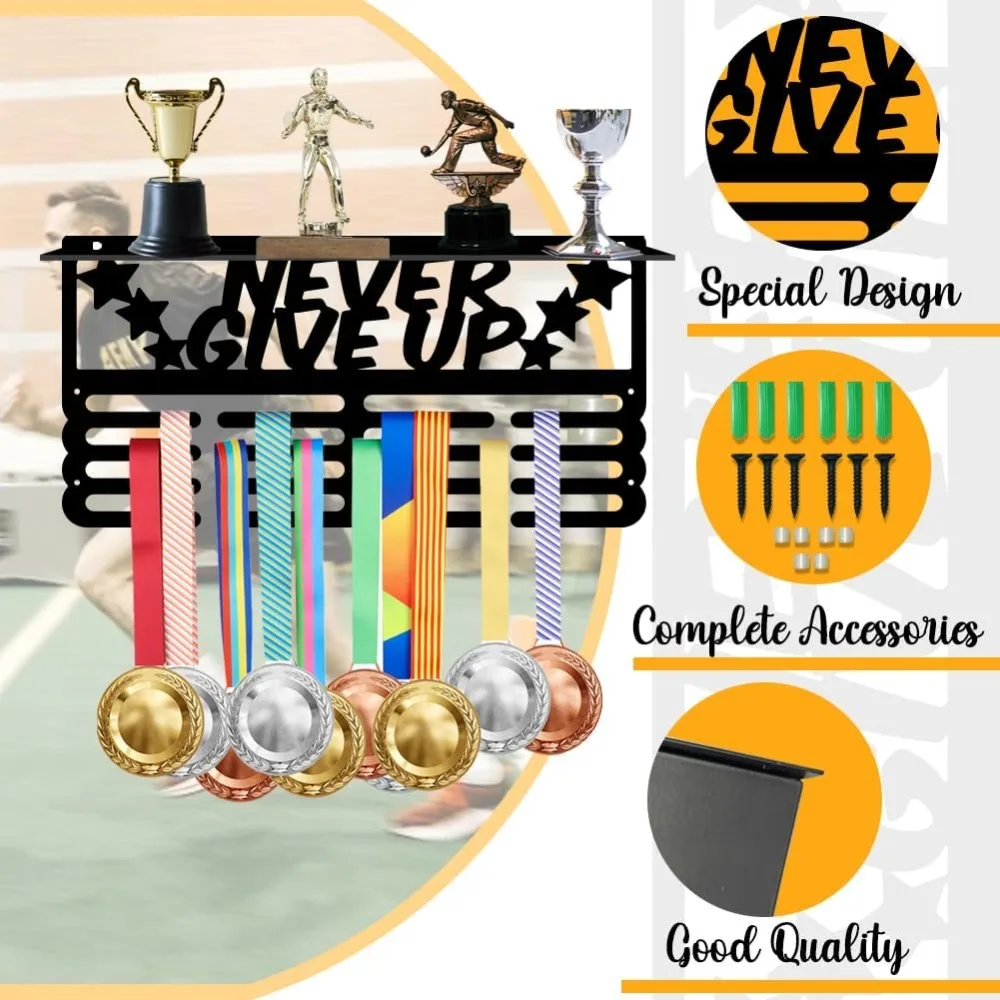 Always Earned Never Given Trophy and Medal Display Shelf Medal Hanger Holder Displaying