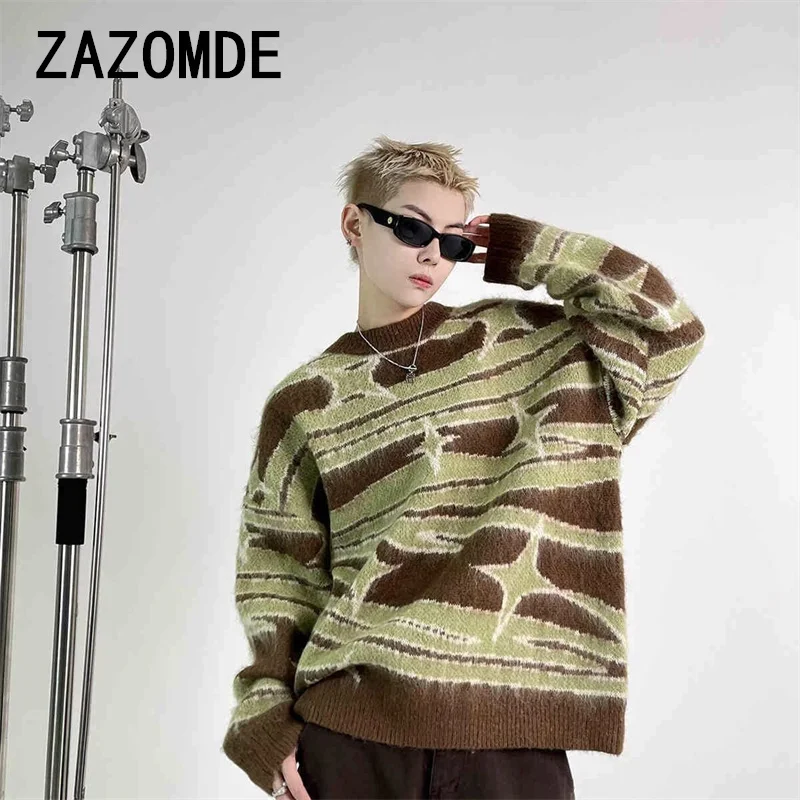 ZAZOMDE Sweaters Men Winter Warm Soft Cozy Hip Hop American Style Fashion Leisure Handsome Knitting Pullovers Classic Advanced