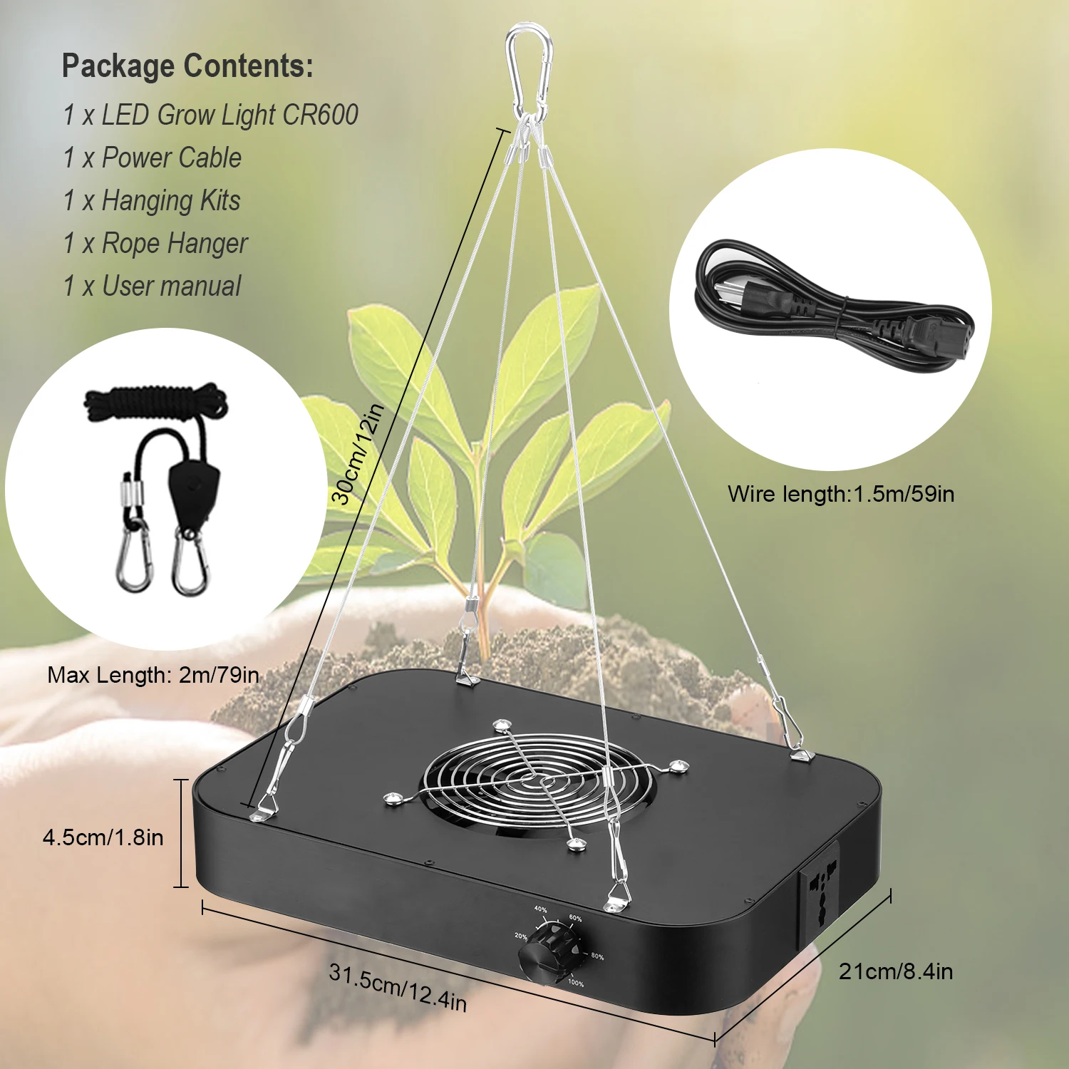 FECiDA Dimmable LED Grow Light 12000 Lumen 130 Watt, 2025 Best 2x2ft Grow Tent Light