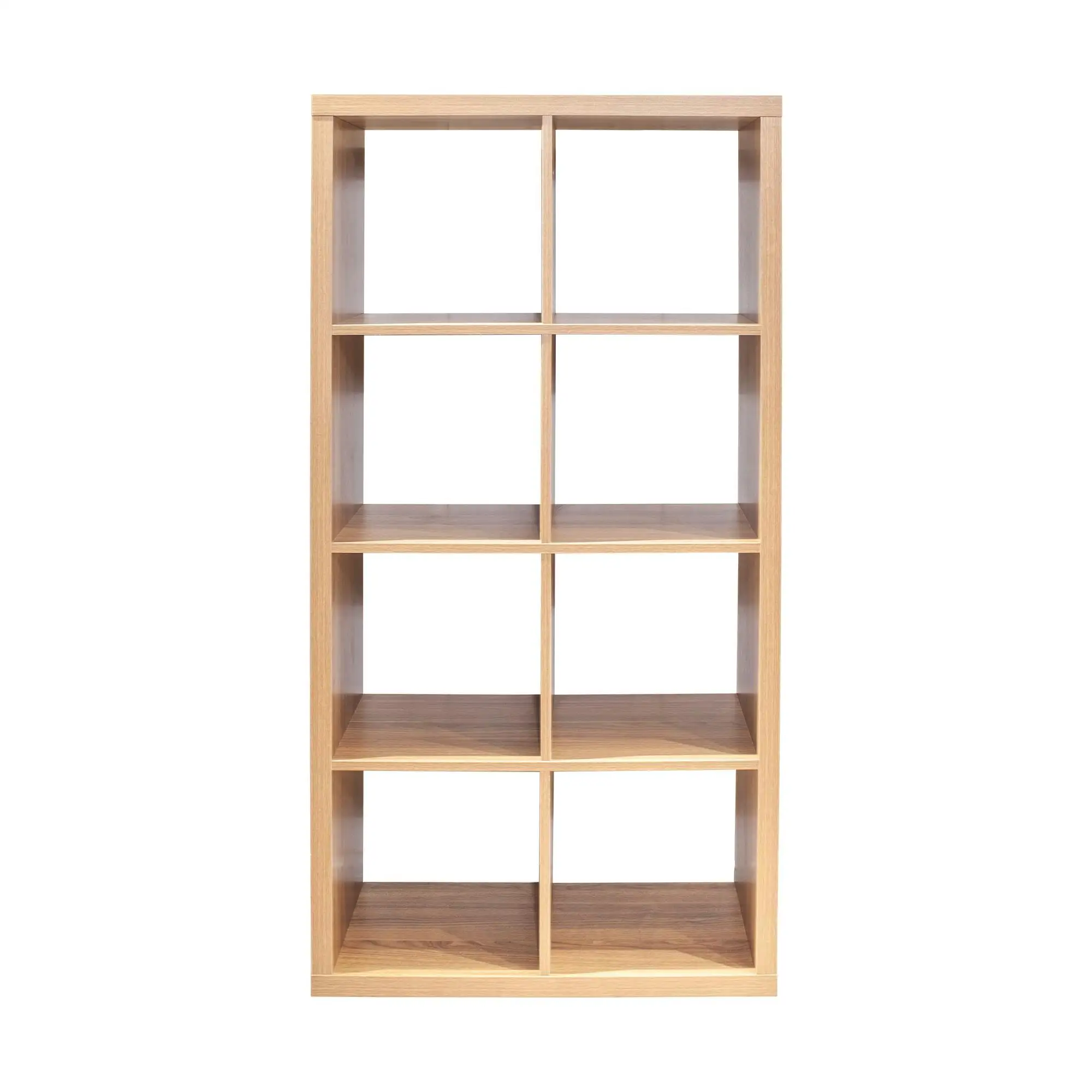 8-Cube Open Back Organizer - 2x4 Bookcase Storage for home & Office - Walnut Finish, Stylish Shelving Solution