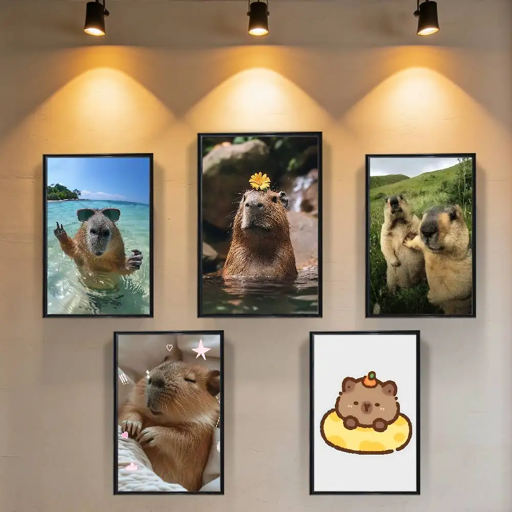 

cute Capybara High Quality Dorm Living Room Aesthetic Wall Decoration Painting Poster Stickers Gift
