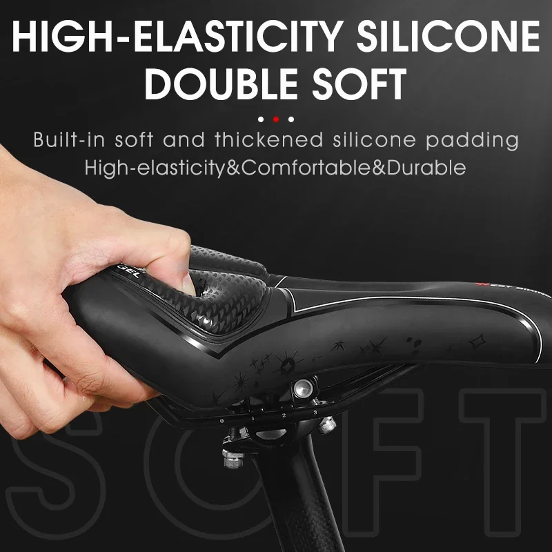 WEST BIKING Gel Comfort Bicycle Saddle Soft Shock Absorbing MTB Mountain Road Bike Saddle Breathable Hollow Cycling Cushion Seat